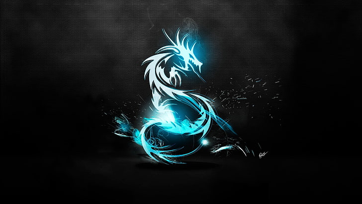 blue dragon logo, classical, light, luster, surface, background