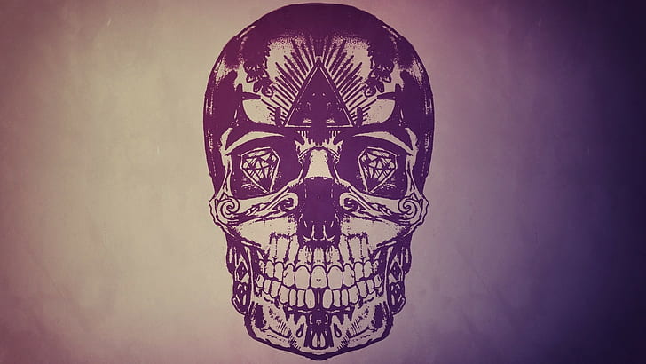 black skull illustration, artwork, halloween, line Art, vector, HD wallpaper