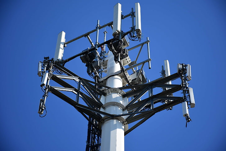 antenna, blue, broadcast, cell, cellular tower, communication