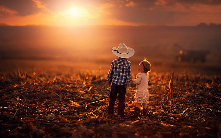 HD wallpaper: Cute brother sister children sunset photography, sky, two  people | Wallpaper Flare