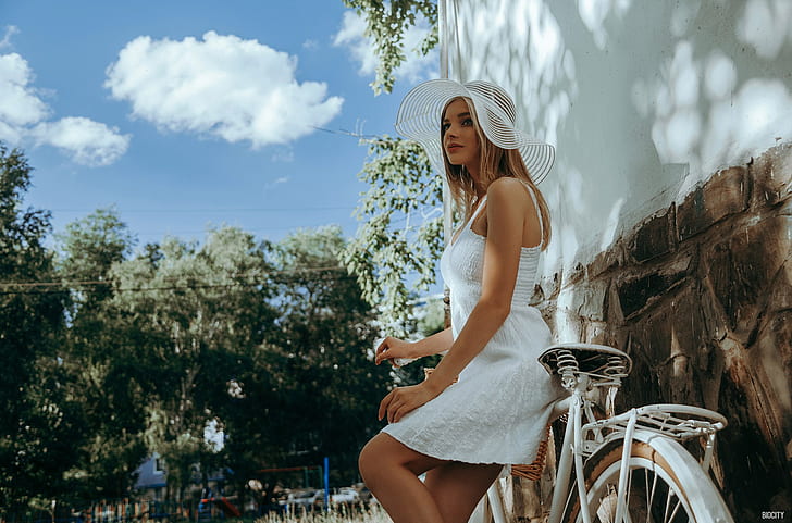 women, model, Pasha Karpenko, bicycle, HD wallpaper