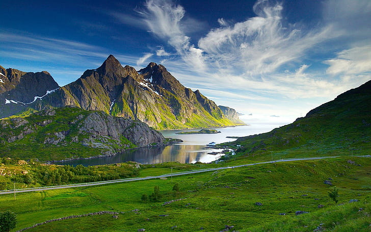 Himmeltindan Lofoten Islands, Norway, landscape with a body of water photo
