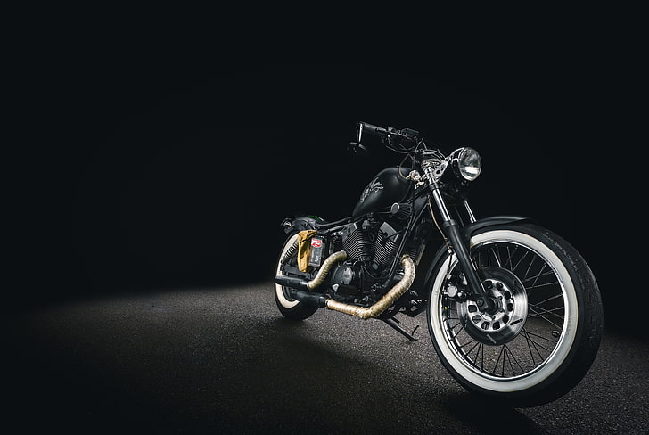 black chopper motorcycle, bike, wheel, transportation, mode of Transport, HD wallpaper