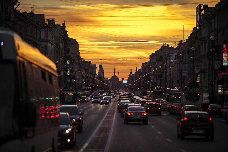 Street in St. Petersburg, Russia, spb, Nevsky Prospect street