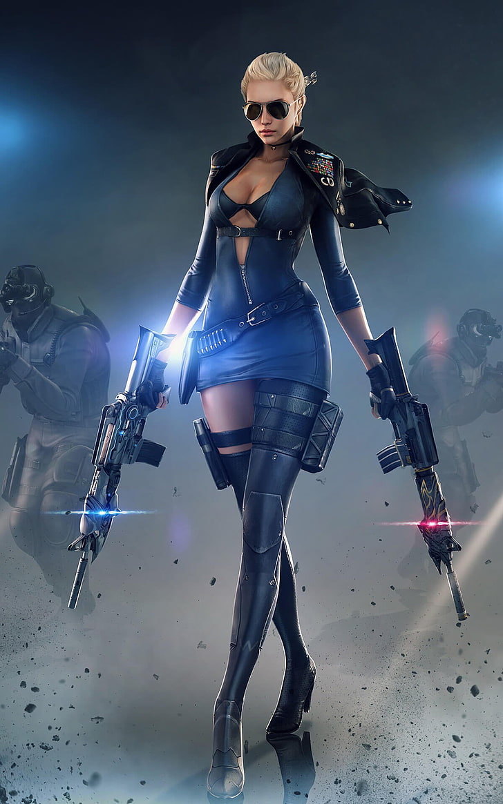 woman holding two rifles digital wallpaper, CrossFire, PC gaming