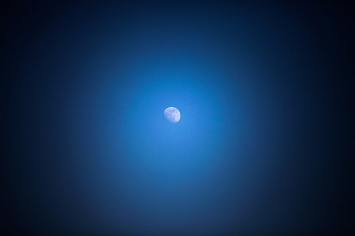 Moon, moonlight, sky, blue, night, no people, full moon, space, HD wallpaper