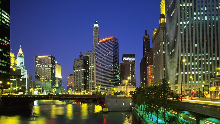 city building during nighttime, cityscape, Chicago, architecture