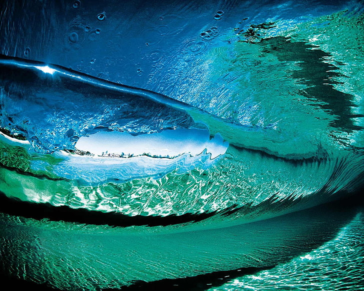 underwater, waves, sea, turquoise, cyan, nature, blue, no people, HD wallpaper