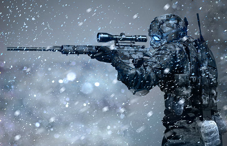 soldier, special forces, science fiction, sniper rifle, futuristic