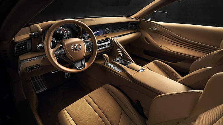 brown Lexus car interior, Lexus LC 500, detroit auto show 2016