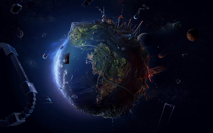Abstract Future Earth, over populated earth illustration, 3d and abstract