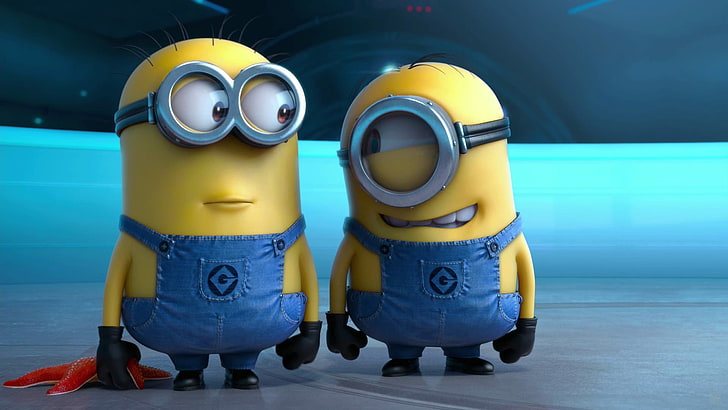 two Despicable Me Minion characters illustration, background, HD wallpaper