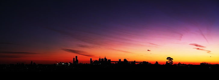 sunset, landscape, Melbourne, cityscape, sky, sunlight, Australia, HD wallpaper