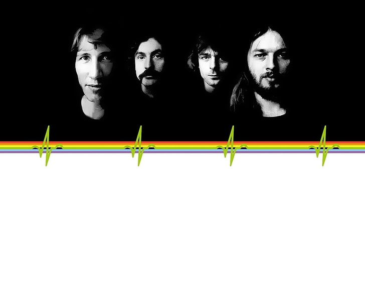 four men portrait painting, Band (Music), Pink Floyd, Rick Wright