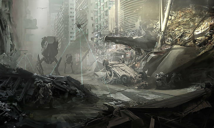 Sci Fi, Apocalyptic, Alien, City, Military, Warzone, HD wallpaper