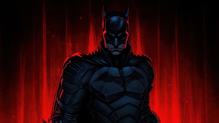 The Batman (2021), red, 4K, superhero, artwork, ArtStation