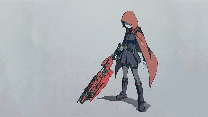 woman wearing red hood holding red rifle illustration, RWBY, cold temperature