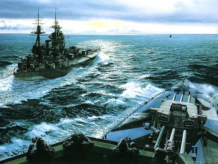 Nelson-class battleship, HMS Rodney, artwork, military, vehicle, HD wallpaper