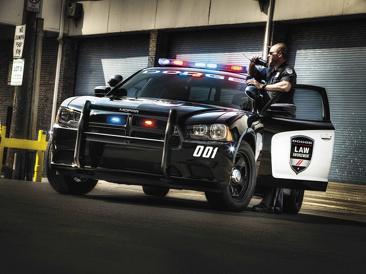 police car illustration, Dodge, Charger, the charger, Law Enforcement, HD wallpaper
