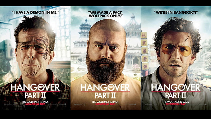 movies, Hangover Part II, collage, headshot, portrait, text, HD wallpaper