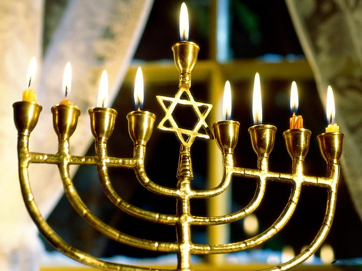 Defocused Hanukkah Background With Menorah Gifts And Dreidel Stock Photo   Download Image Now  iStock