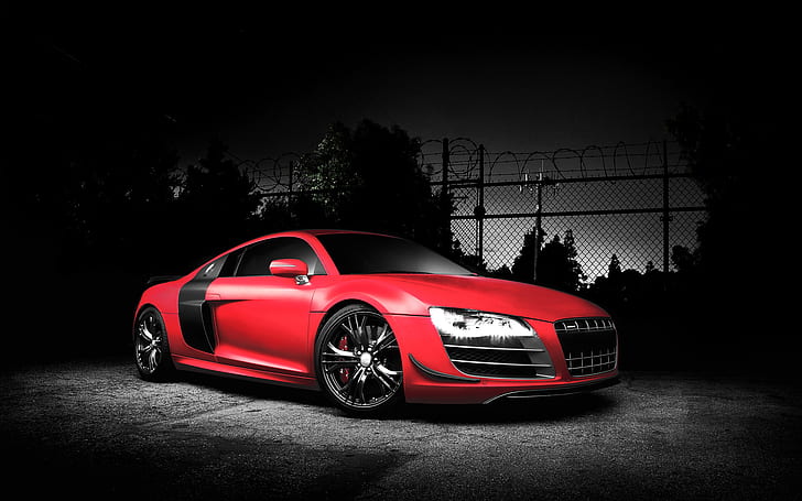 Hd Wallpaper Audi R8 Car Famous Brand Red Four Rings Dark Background Wallpaper Flare
