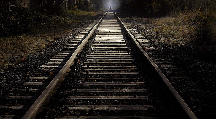 HD wallpaper: Dark, Railway, direction, track, the way forward ...