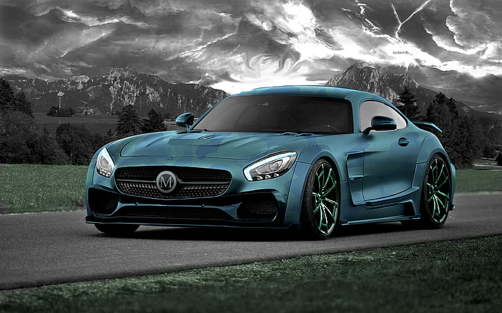 Mercedes AMG GTs, photo manipulation, Photoshop, car, vehicle, HD wallpaper