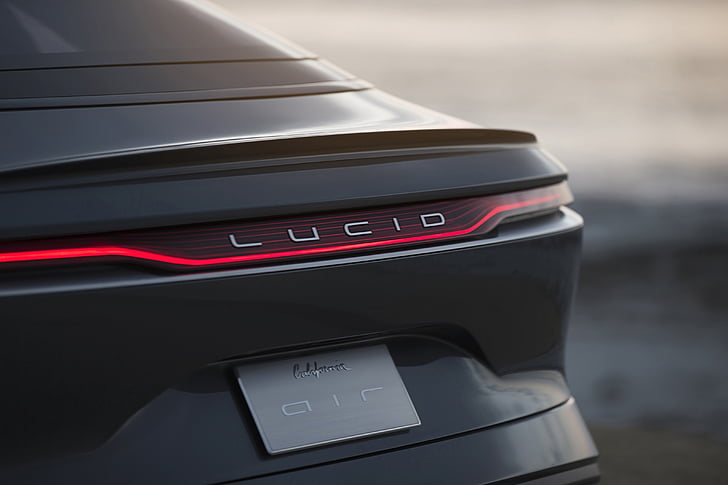 Lucid Air Prototype, 4K, close-up, car, technology, focus on foreground
