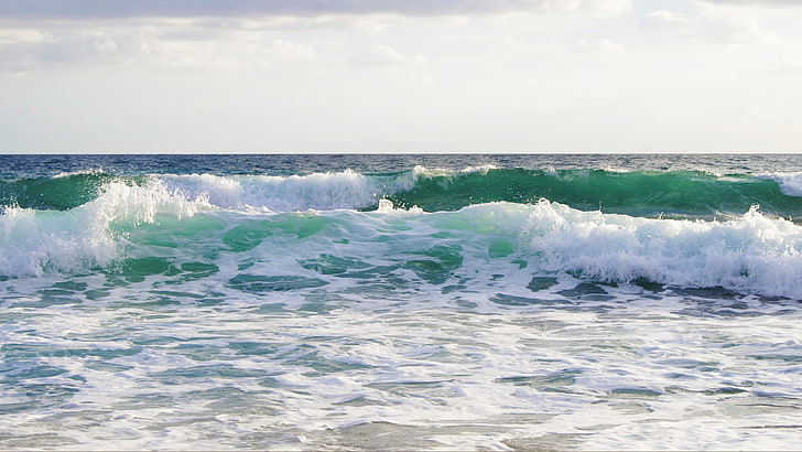sea waves, nature, sea foam, outdoors, water, horizon over water