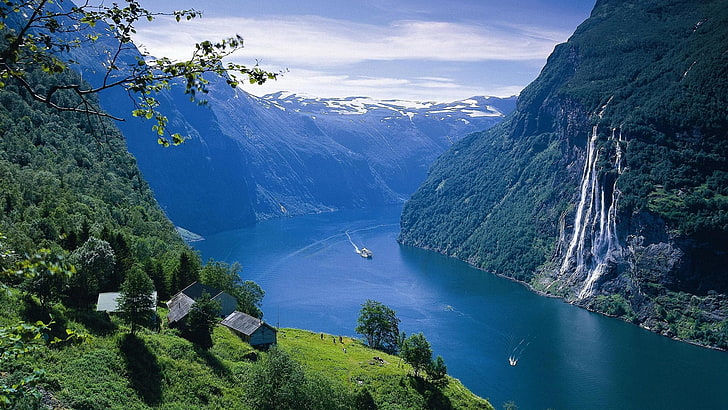 nature, geirangerfjord, seven sisters waterfall, norway, hill station