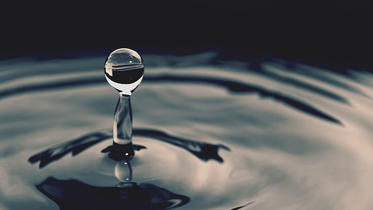 body of water, water droplet, water drops, macro, ripples, nature, HD wallpaper