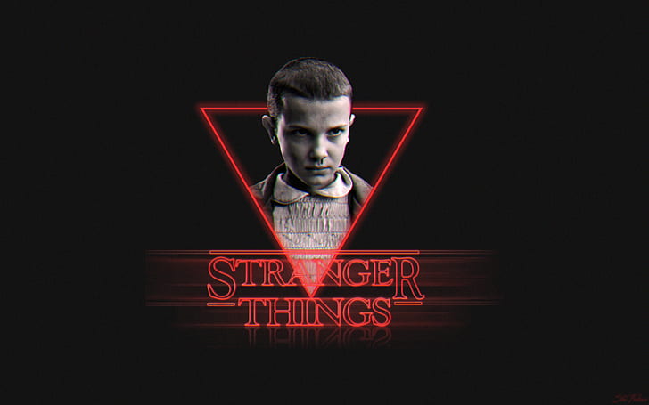 Stranger Things, neon, 1980s, typography, Photoshop, digital art, HD wallpaper