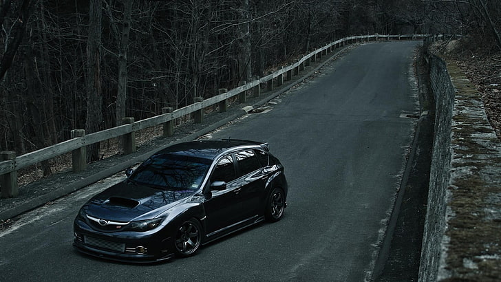 black 5-door hatchback, Subaru, Subaru Impreza, car, sports car, HD wallpaper