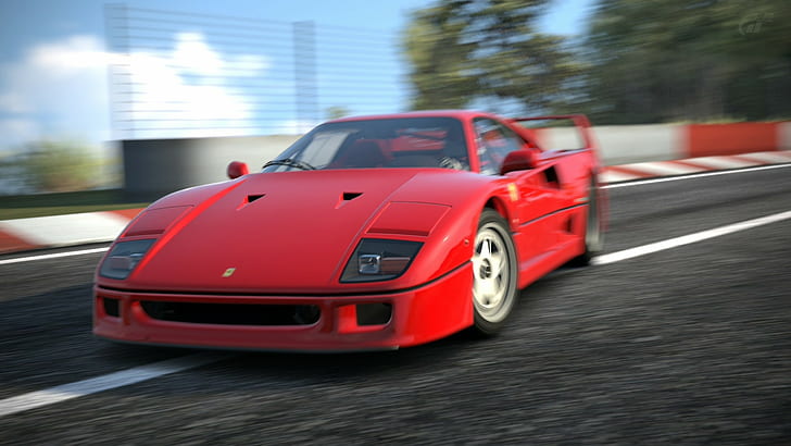 Gran Turismo 6, PlayStation 3, car, Ferrari, Ferrari F40, motion blur, HD wallpaper
