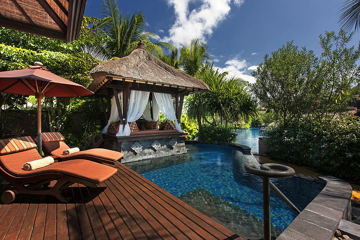 HD wallpaper: Incredible Pool and Cabana, island, swimming, tropical, resort | Wallpaper Flare