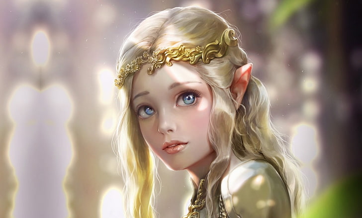 elf illustratio n, girl, fantasy, art, Princess, Elven princess