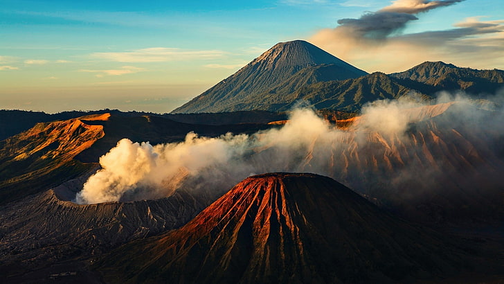 mountain top, volcano, landscape, nature, Mount Bromo, Indonesia, HD wallpaper
