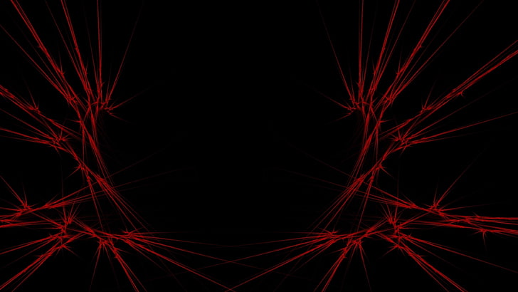 black, abstract art, red, darkness, digital art, line, pattern, HD wallpaper