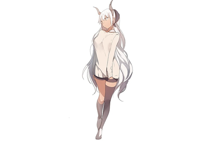 white haired female fictional character digital wallpaper, original characters