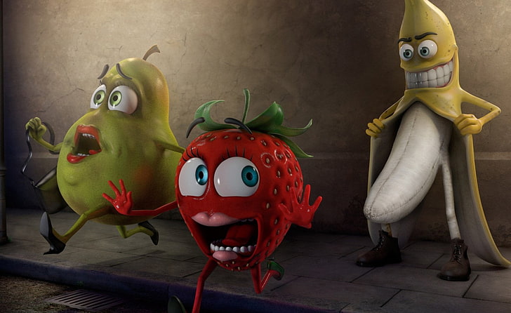 HD wallpaper: cartoon characters illustration, Humor, Funny, Banana, CGI,  Pear | Wallpaper Flare