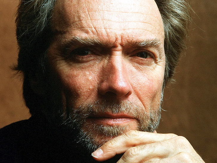 man's face, clint eastwood, actor, person, gray-haired, mustache, HD wallpaper
