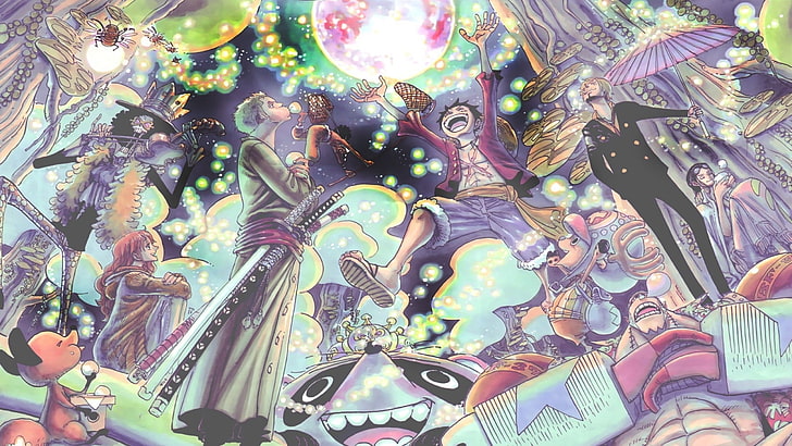 One Piece digital wallpaper, Sanji, Roronoa Zoro, Monkey D. Luffy, HD wallpaper