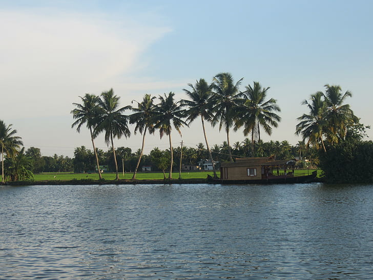 From GOD'S OWN COUNTRY,KERALA, brown nipa hut near body of water