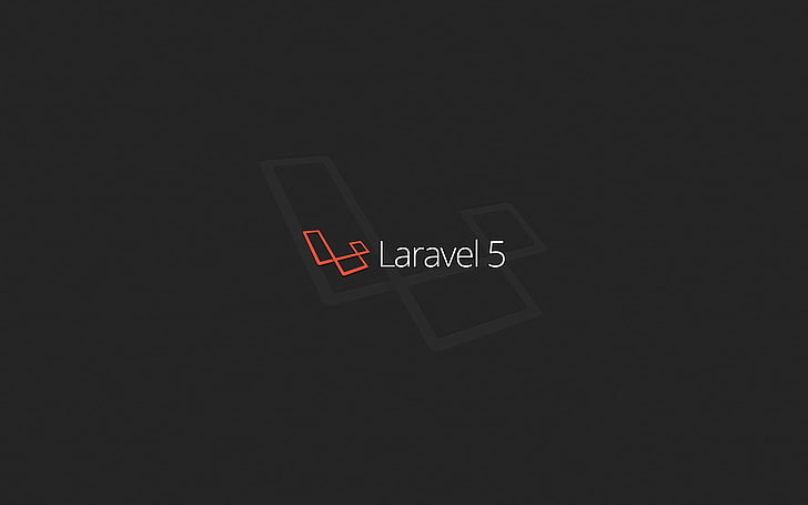 Laravel 5 text overlay with black background, simple, code, programming