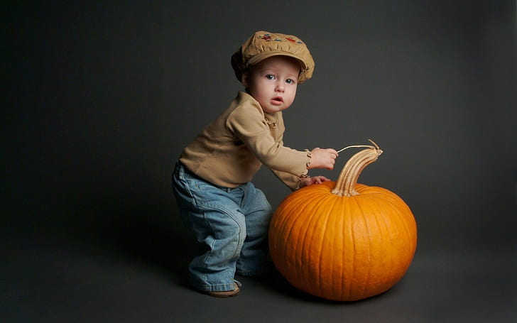 HD wallpaper: The Boy with Pumpkin, photo, kids, funny | Wallpaper Flare
