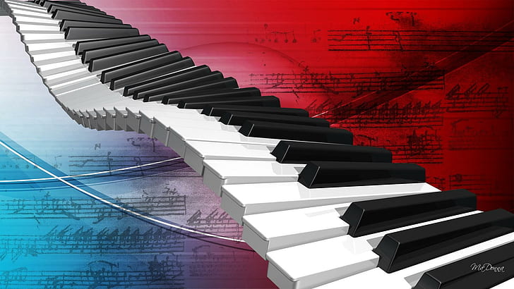 Old Time Music, white and black piano keys illustration, abstract