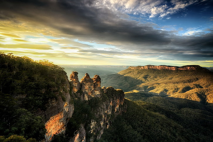 Earth, Three Sisters, Australia, Blue Mountains, Cliff, Cloud