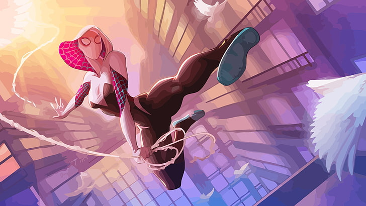 Spider-Gwen wallpaper, Marvel Comics, Spider-Man, vector, illustration, HD wallpaper