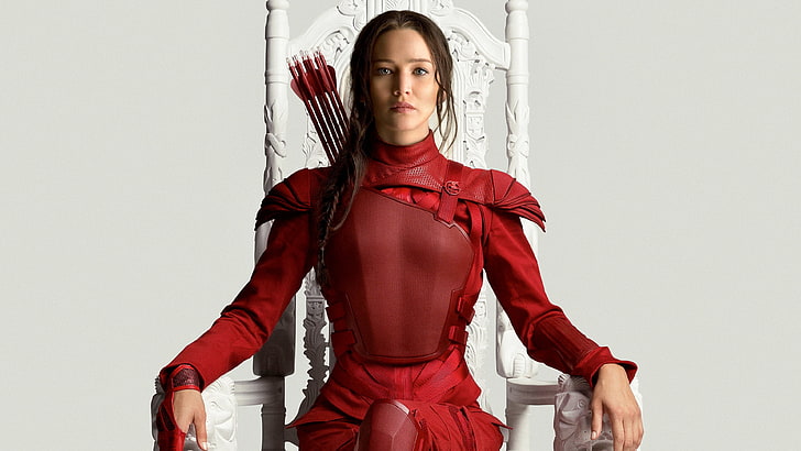 women's wearing red suit, movies, The Hunger Games: Mockingjay - Part 2, HD wallpaper